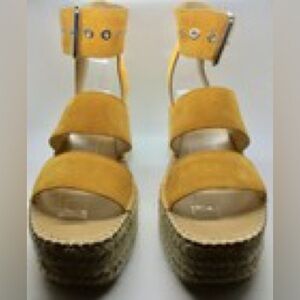 RAG & BONE Yellow Marigold Suede Size 36.5 TARA Platform Sandal - wedge